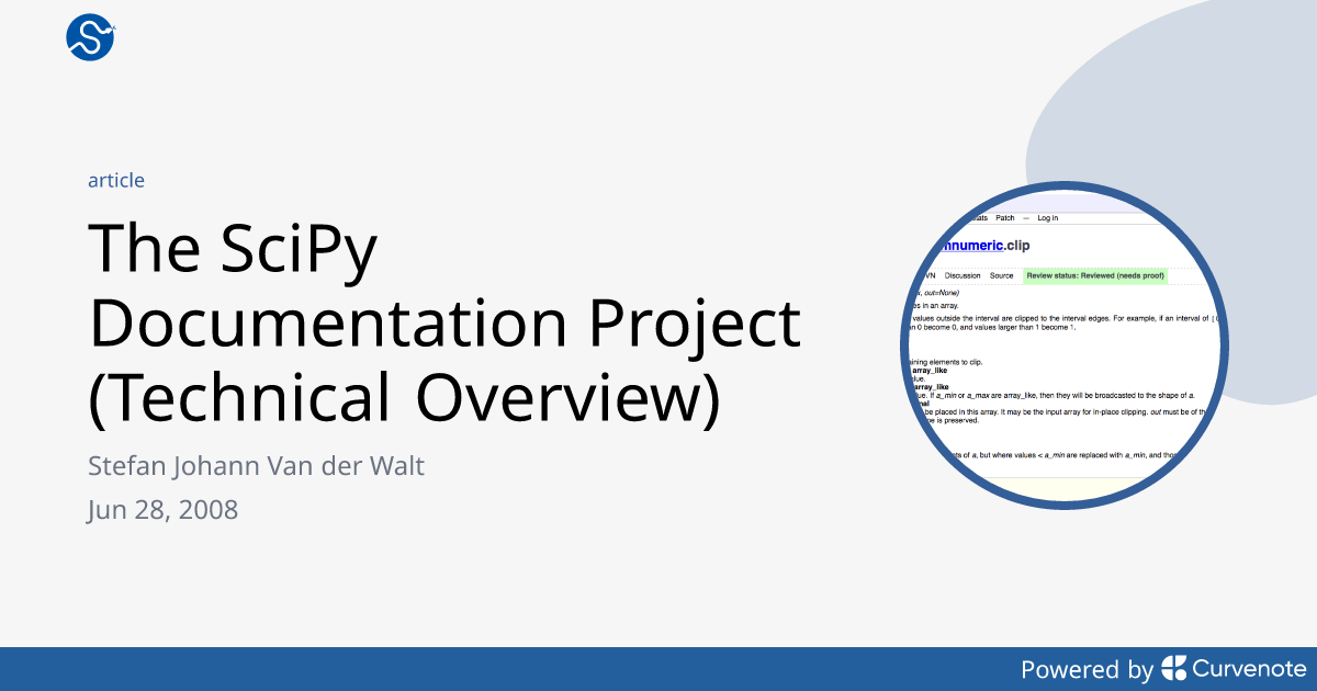 The SciPy Documentation Project (Technical Overview) - SciPy Proceedings